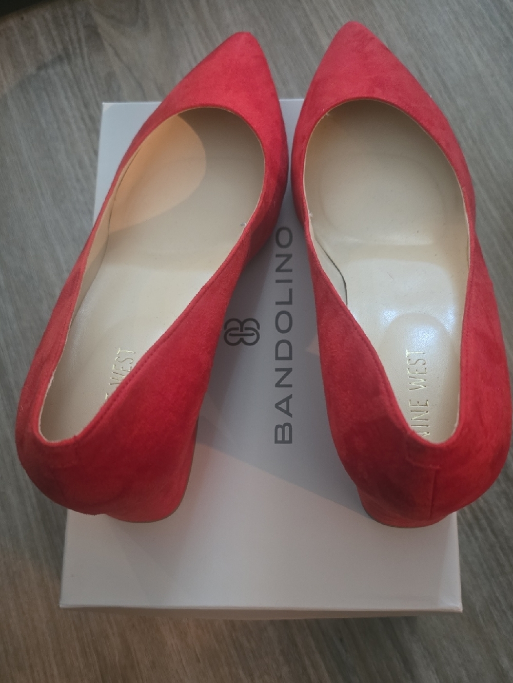 Bandolino Red Suede Pointed-Toe Flats Sz 9.5 NIB